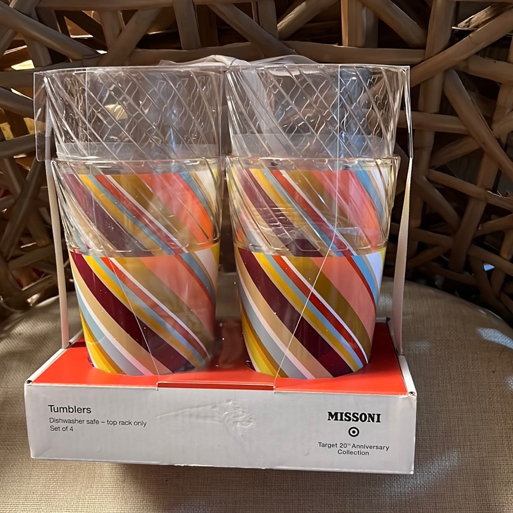New Missoni Set of 4 Tumblers 20th Anniversary Collection NWT